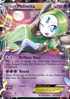 Meloetta EX - RC11/RC25 (LTR) Ultra Rare - Moderate Play Holofoil