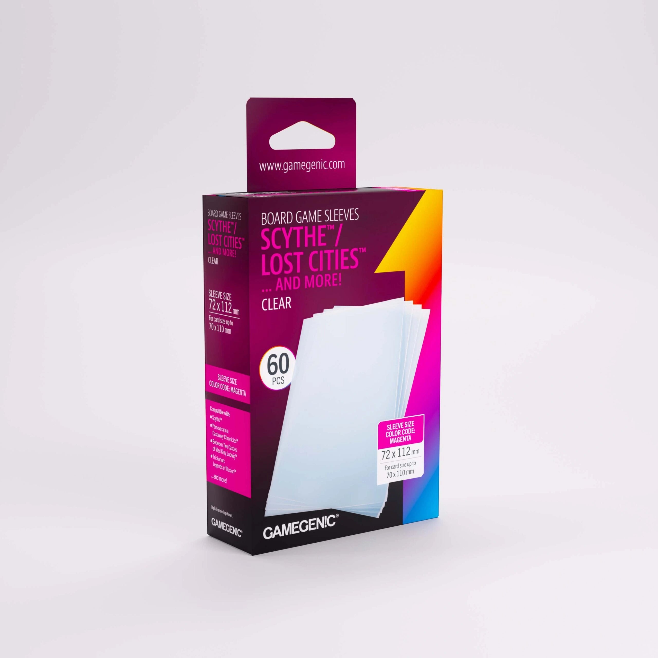 GameGenic: Board Game Sleeves - Clear: Scythe & Lost Cities (Magenta 60ct)