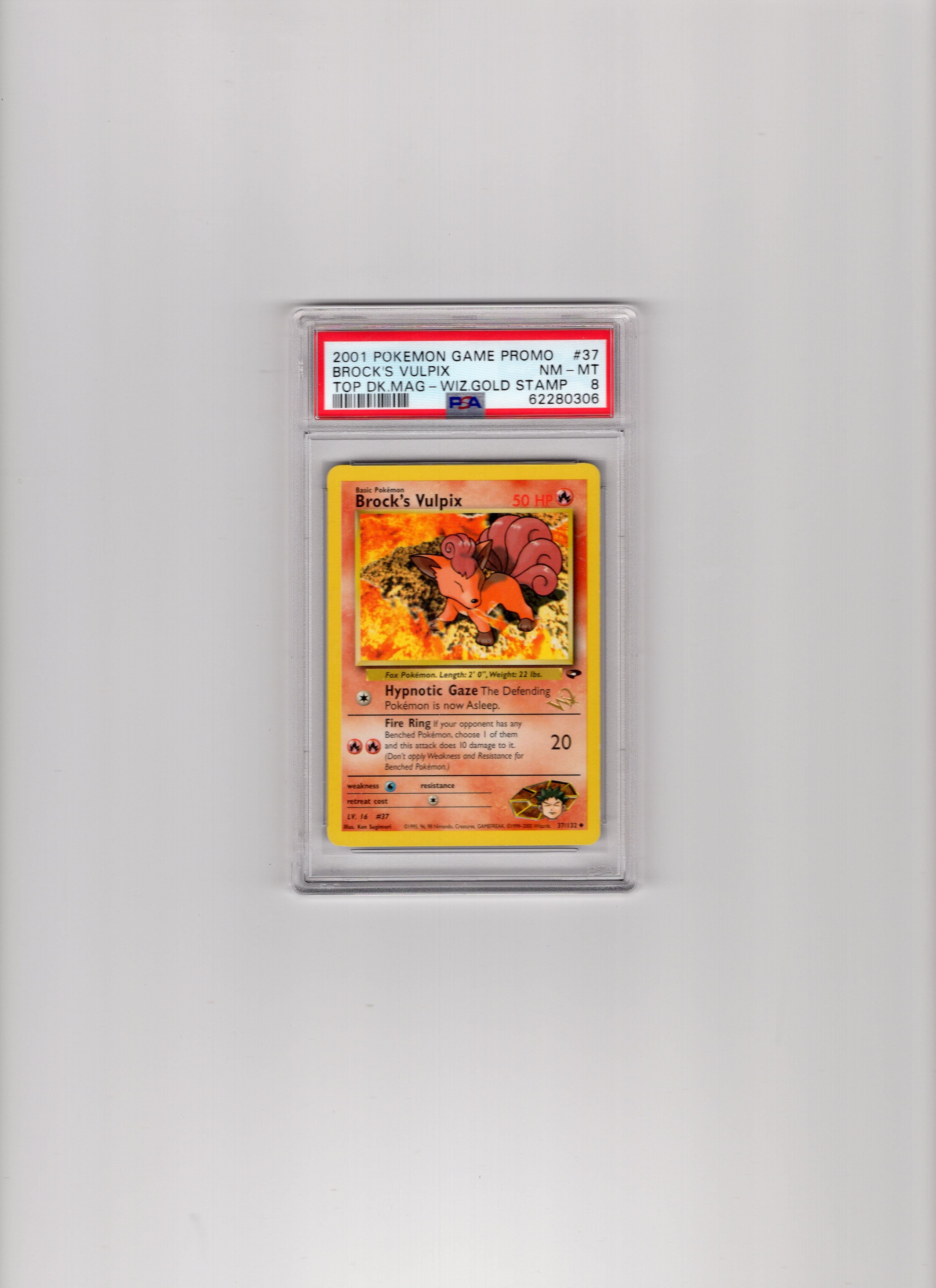 Brock's Vulpix - 037/132 (PR) Wizards Stamp Promo - 1st Edition Near Mint (Graded - PSA 8)