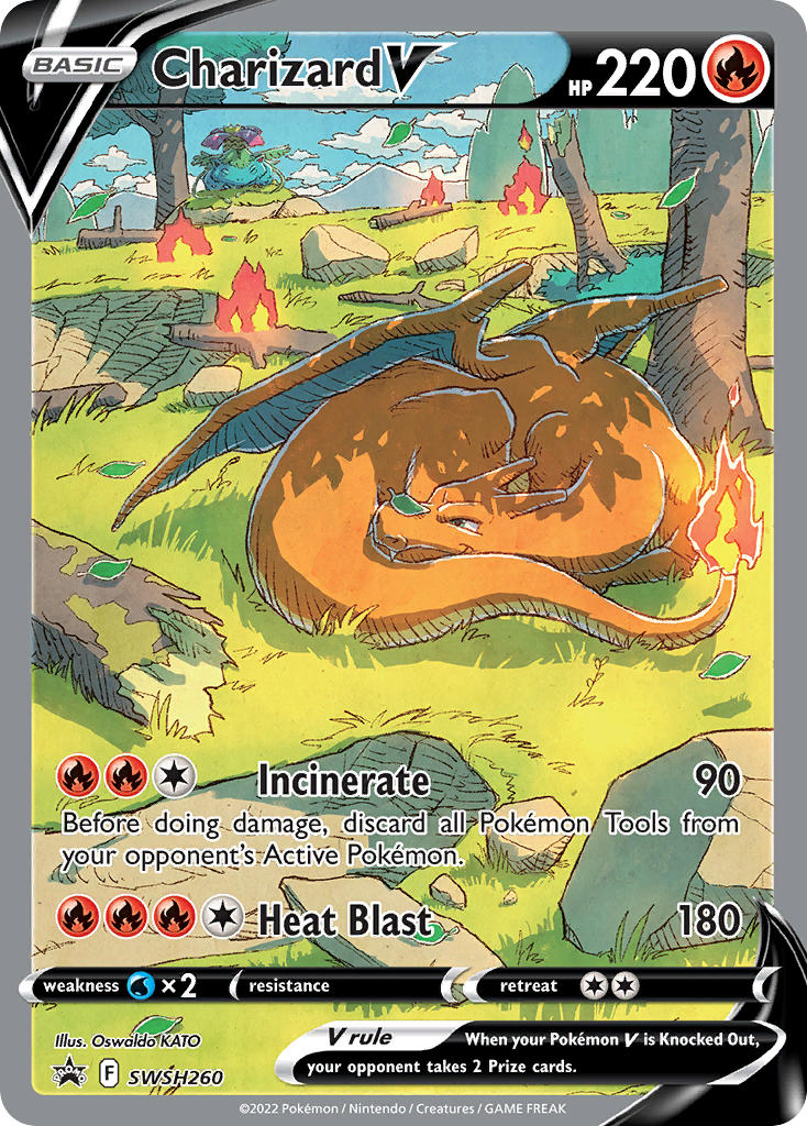 pokemon card damaged Charizard V - SWSH260 (SWSH:PR) Promo