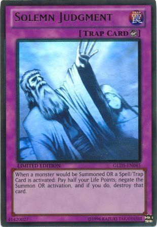 solemn yugioh cards Solemn Judgment (GR) (GLD5-EN045) Ghost Rare Near Mint Limited Edition
