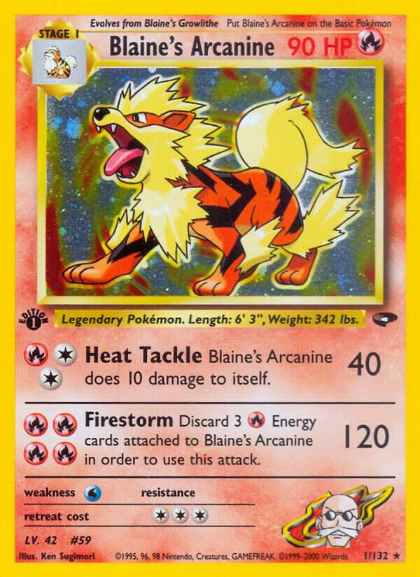 Blaine's Arcanine - 001/132 (G2) Holo Rare - Moderate Play Unlimited Holofoil