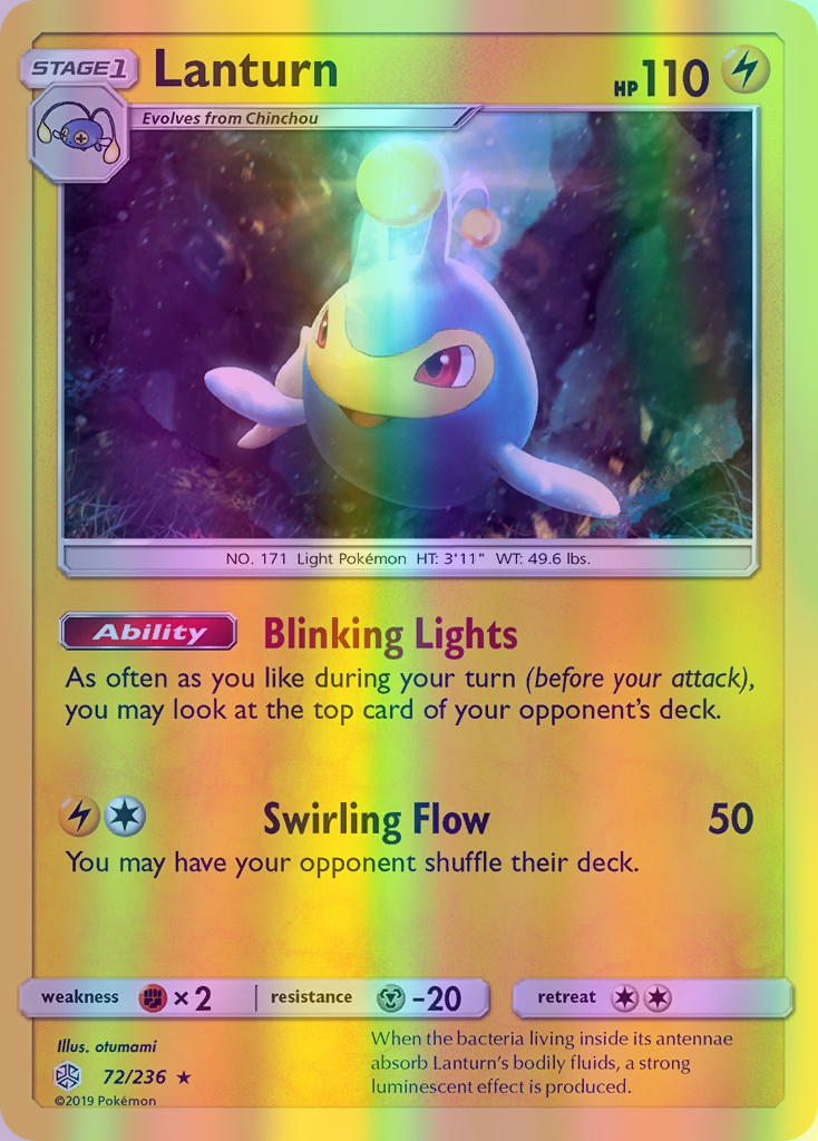 Lanturn - 072/236 (CEC) Rare - Near Mint Reverse Holofoil