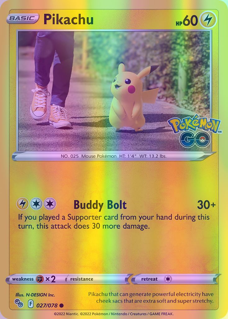 Pikachu - 027/078 (PGO) Common - Near Mint Reverse Holofoil