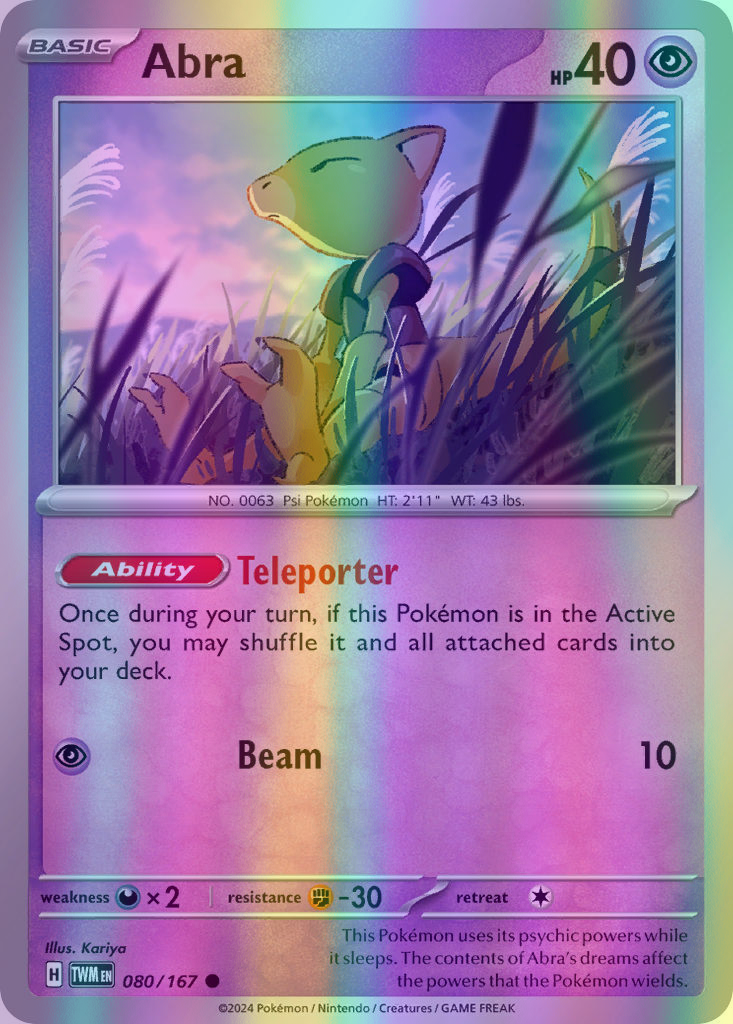 Abra - 080/167 (TWM) Common - Near Mint Reverse Holofoil