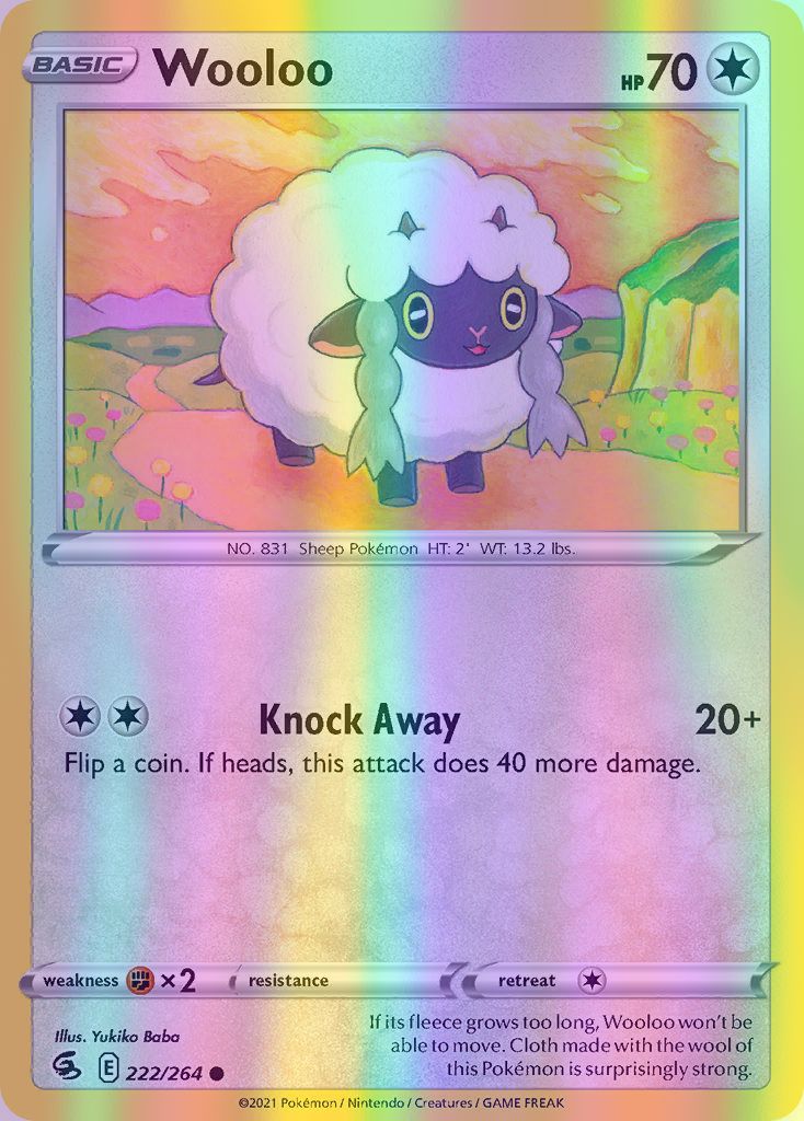Wooloo - 222/264 (SWSH08) Common - Near Mint Reverse Holofoil