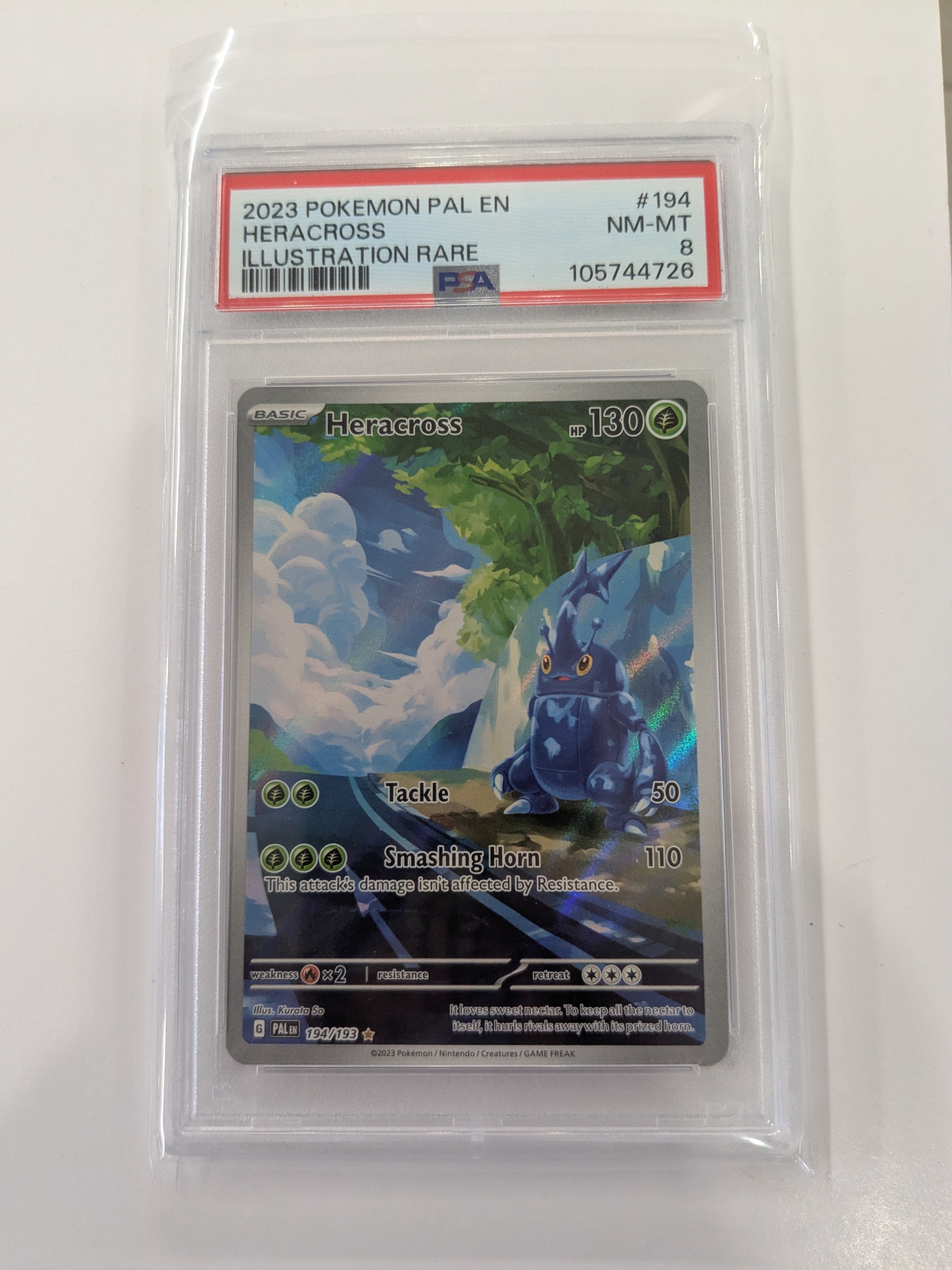 Heracross - 194/193 (PAL) Illustration Rare - Unlimited Near Mint Holofoil (Graded - PSA 8)