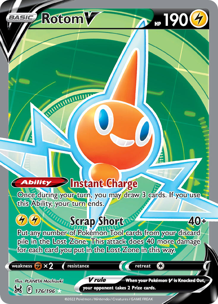 Rotom V (Full Art) - 176/196 (SWSH11) Ultra Rare - Near Mint Holofoil Rotom V (Full Art) - 176/196 (SWSH11) Ultra Rare - Near Mint Holofoil