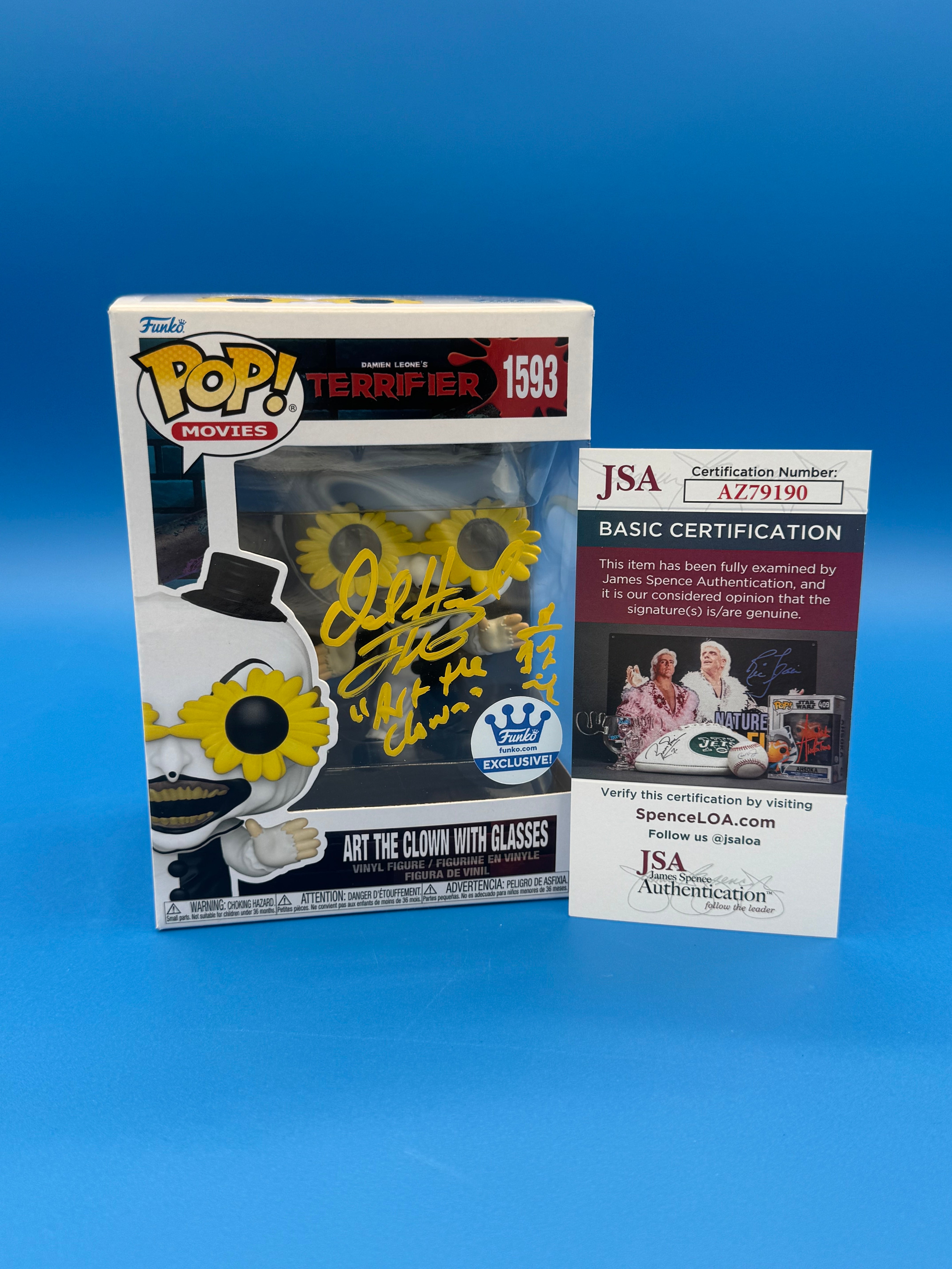 POP Figure: Horror Terrifiers #1593 - Art the Clown with Glasses (JSA Signature AZ79190) (Signed by David Howard Thornton)