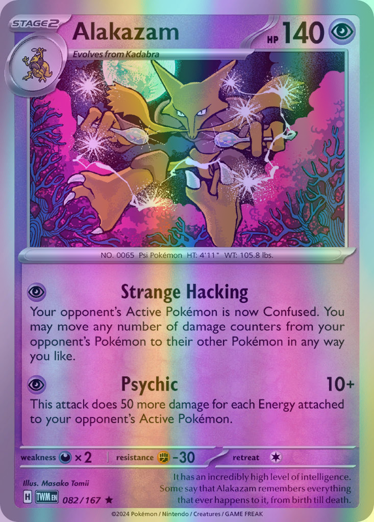 Alakazam - 082/167 (TWM) Rare - Near Mint Reverse Holofoil Alakazam - 082/167 (TWM) Rare - Near Mint Reverse Holofoil