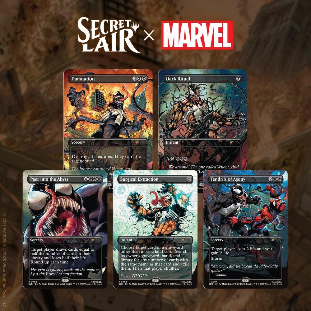 venom mtg card MTG: Secret Lair x Marvel's Spider-Man: Venom Unleashed Colors