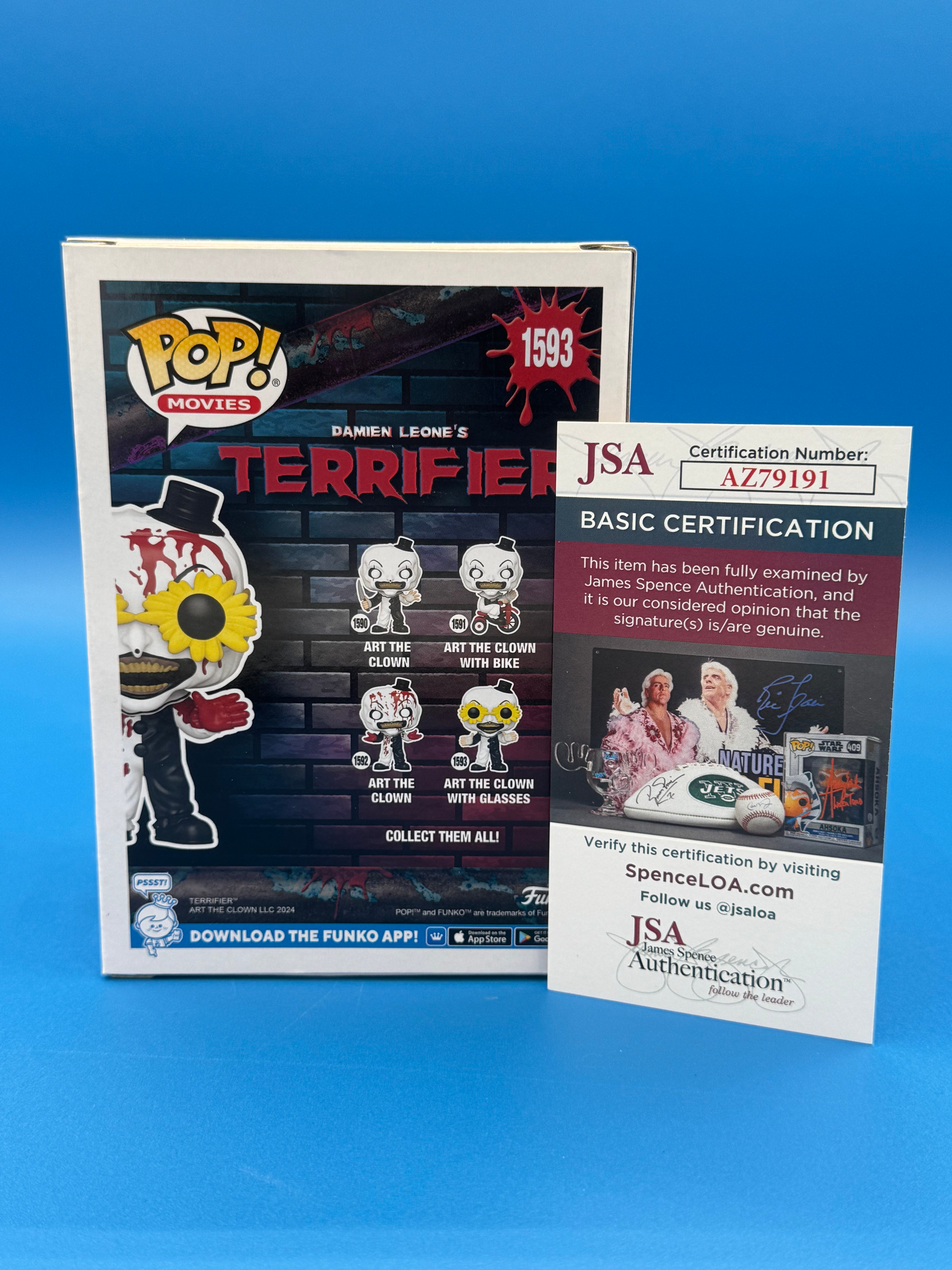 POP Figure: Horror Terrifiers #1593 - Art the Clown with Glasses (Chase - Bloody) (JSA Signature AZ79191) (Signed by David Howard Thornton)
