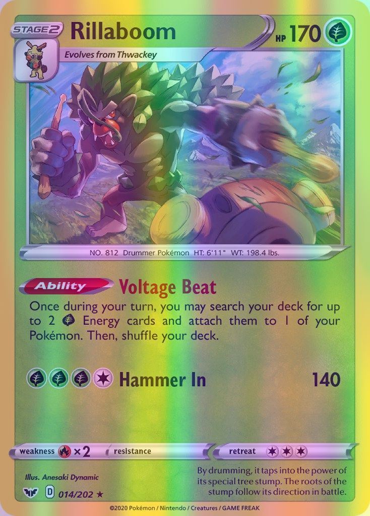 Rillaboom - 014/202 (SWSH01) Holo Rare - Near Mint Reverse Holofoil