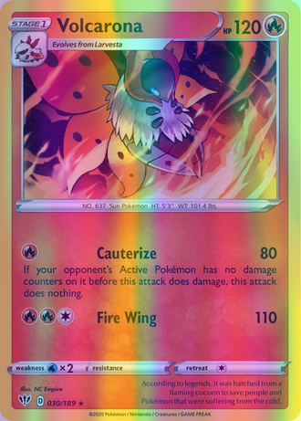 Volcarona - 030/189 (SWSH03) Rare - Near Mint Reverse Holofoil