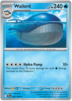 Wailord - 041/159 (JTG) Holo Rare