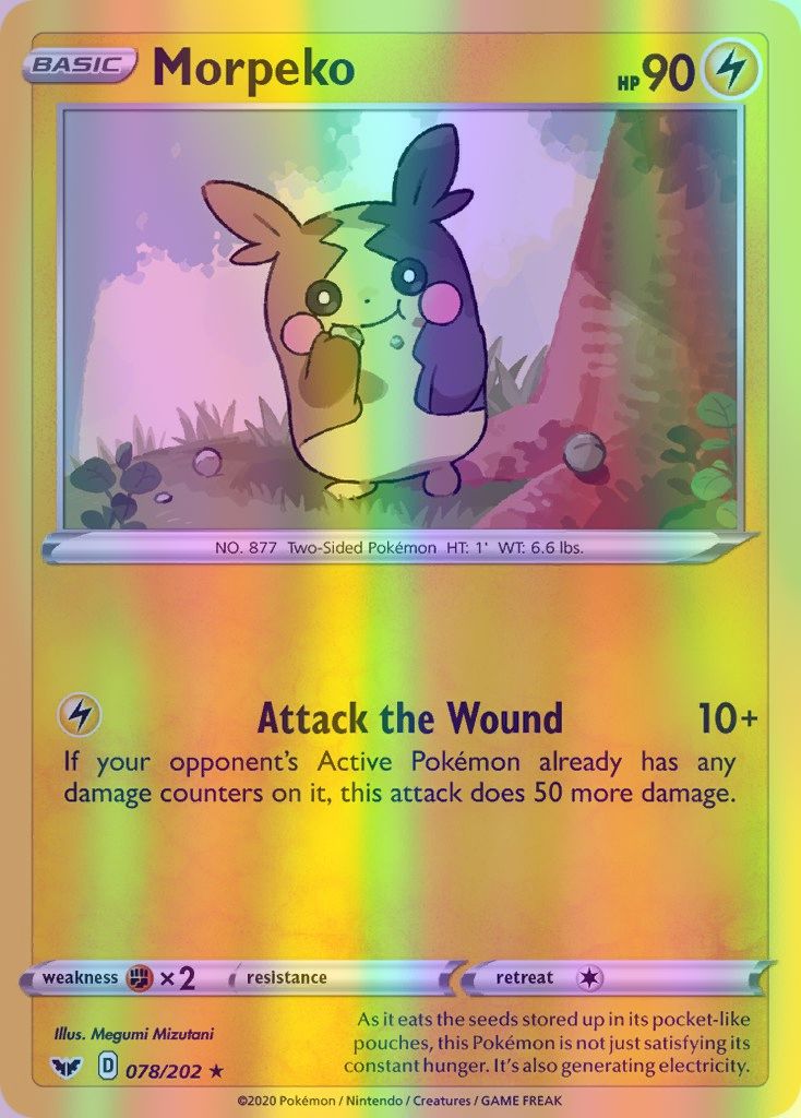 Morpeko - 078/202 (SWSH01) Rare - Near Mint Reverse Holofoil