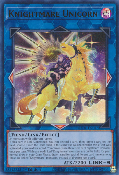 Knightmare Unicorn (Alternate Art) (RA01-EN043) Prismatic Ultimate Rare - Near Mint 1st Edition