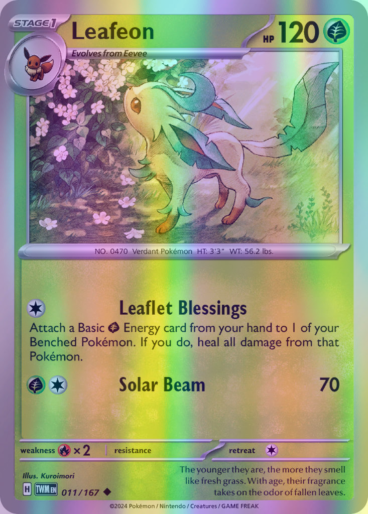 Leafeon - 011/167 (TWM) Uncommon - Near Mint Reverse Holofoil