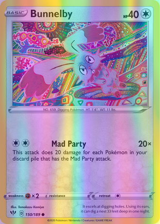 Bunnelby - 150/189 (SWSH03) Common - Near Mint Reverse Holofoil