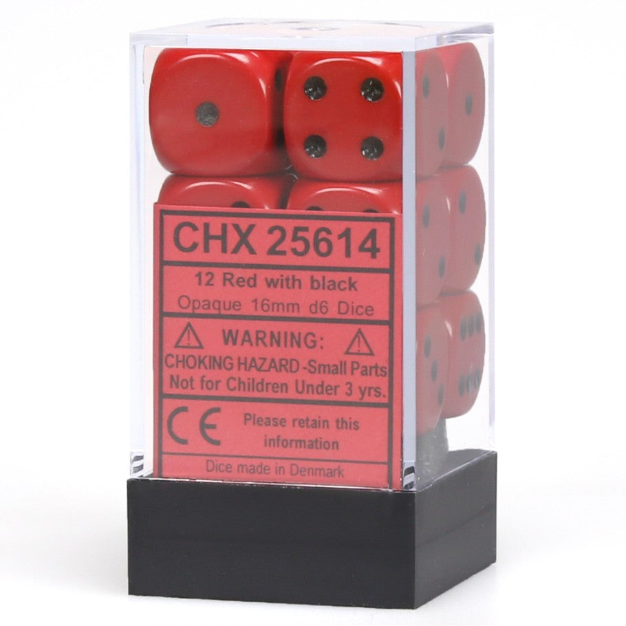CHX25614: Opaque - 16mm D6 Red w/black (12)