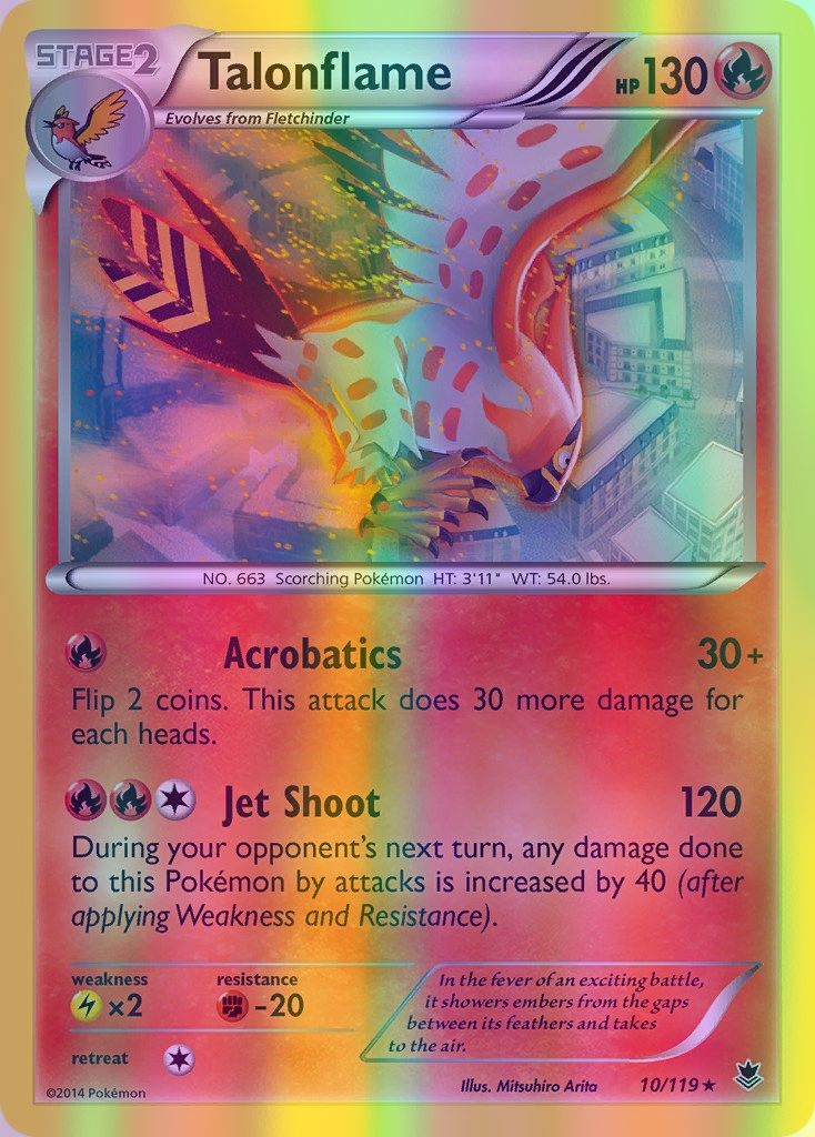 Talonflame - 010/119 (PHF) Rare - Near Mint Reverse Holofoil