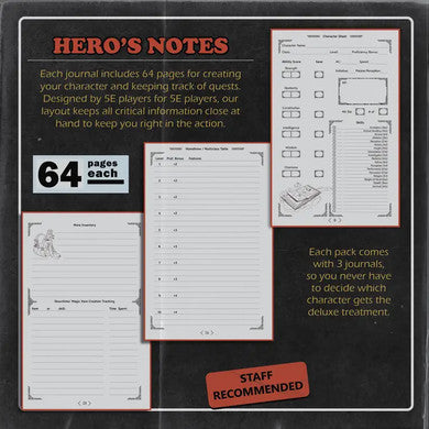 Dungeon Notes: 5E Players Journals 3 Pack (Orange)
