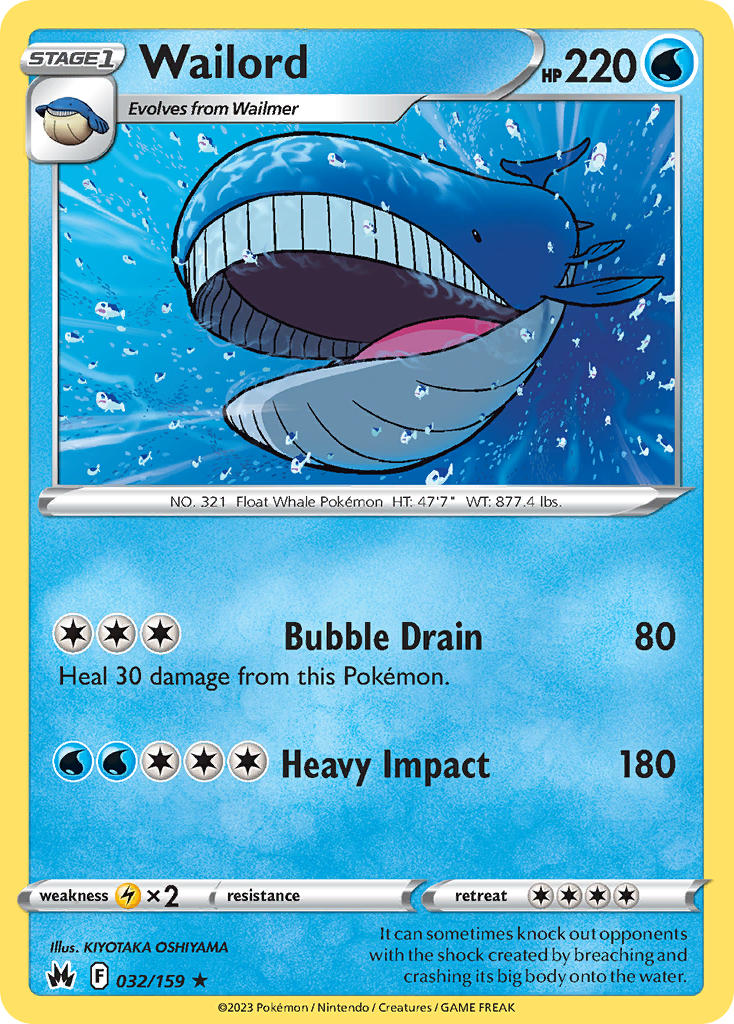 Wailord - 032/159 (CRZ) Rare - Near Mint