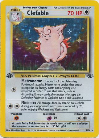 Clefable - 01/64 (JU) Holo Rare - Near Mint 1st Edition Holofoil
