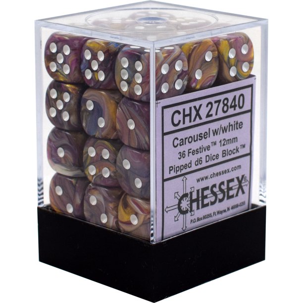CHX27840: Festive - 12mm D6 Carousel w/white (36)