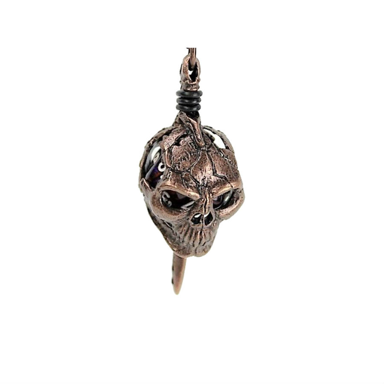 CHX53006: Dice Pendant - Old Copper: d20 - Skull and Dagger