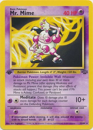 Mr. Mime - 22/64 (JU) Rare - Near Mint 1st Edition