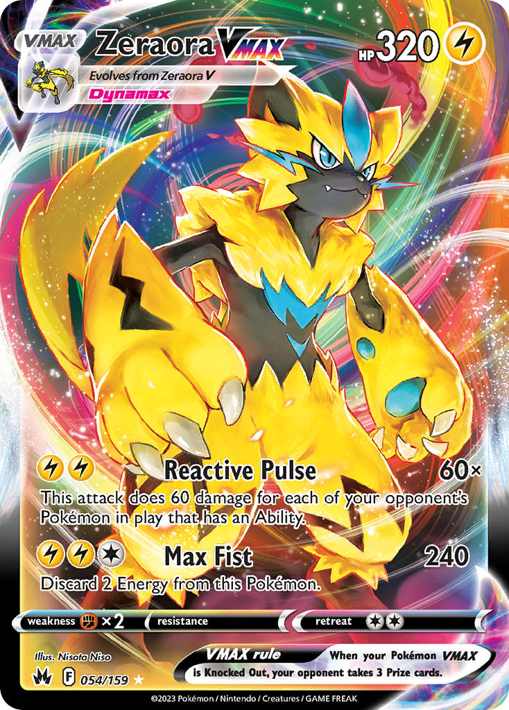 Zeraora VMAX - 054/159 (CRZ) Ultra Rare - Near Mint Holofoil