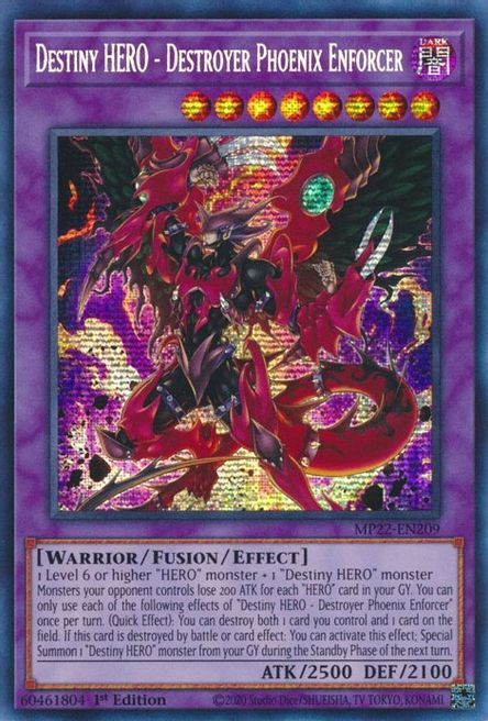 Destiny HERO- Destroyer Phoenix Enforcer (MP22-EN209) Prismatic Secret Rare - Near Mint 1st Edition