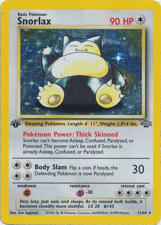 Snorlax - 11/64 (JU) Holo Rare - Near Mint 1st Edition Holofoil