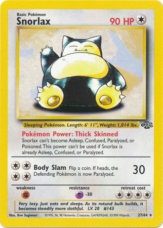 Snorlax - 27/64 (JU) Rare - Near Mint Unlimited