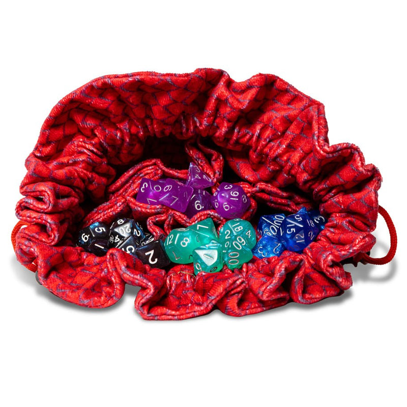 Fanroll by MDG: Dragon Storm - Velvet Dice Bag w/ Pockets: Red Dragon Scales