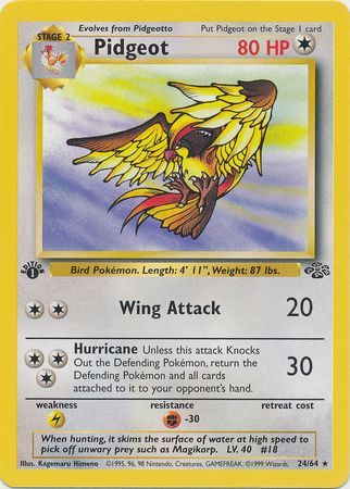 Pidgeot - 24/64 (JU) Rare - Near Mint 1st Edition