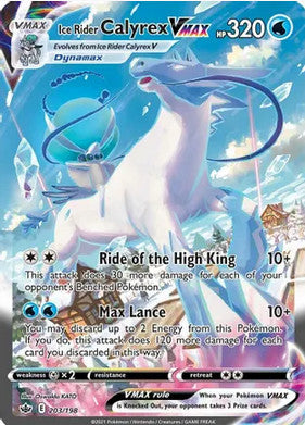 Ice Rider Calyrex VMAX (Alternate Art Secret) - 203/198 (SWSH06) Secret Rare - Near Mint Holofoil