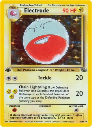 Electrode - 02/64 (JU) Holo Rare - Lightly Played 1st Edition Holofoil