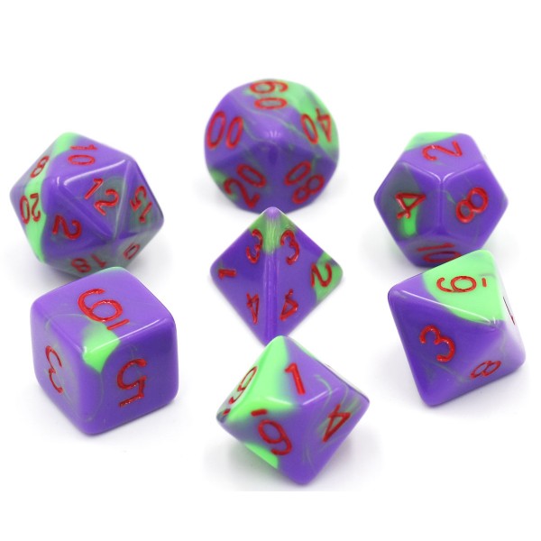 HDB-14: Blend - Purple/Green (Red Font) Poly Set (7)