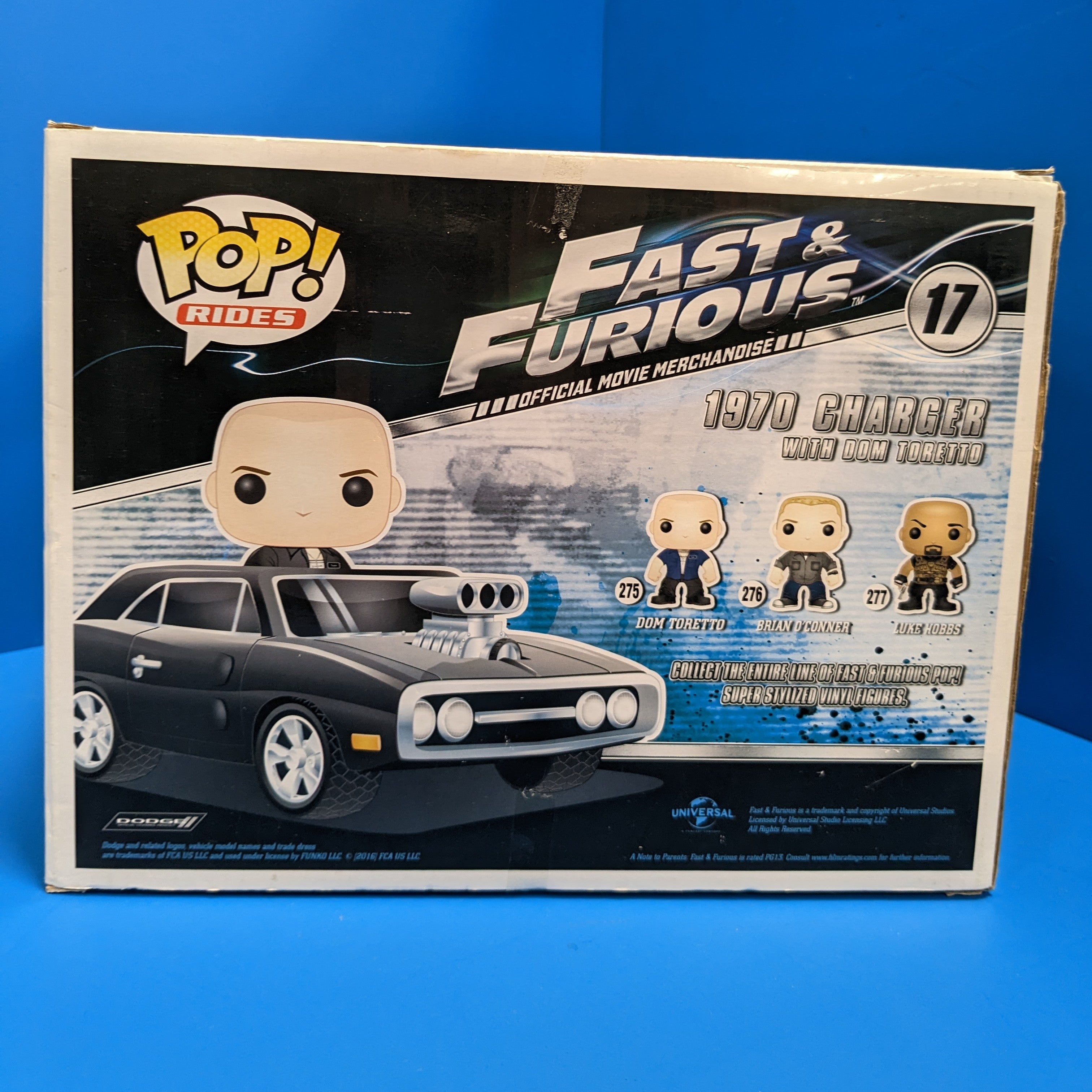 POP Figure Rides: Fast & Furious #0017 - Dom Toretto in 1970 Charger (Damaged Box)
