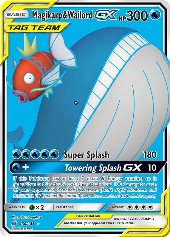 Magikarp & Wailord GX (Full Art) - 160/181 (TEU) Ultra Rare - Near Mint