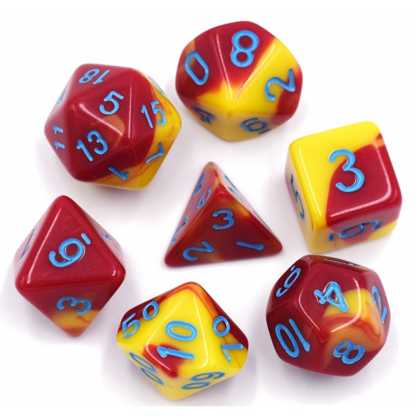 HDB-16: Blend - Red/Yellow (Blue Font) Poly Set (7)
