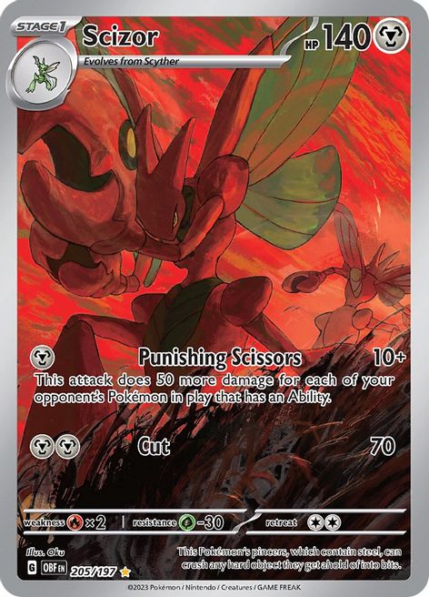 Scizor - 205/197 (OBF) Illustration Rare - Near Mint Holofoil