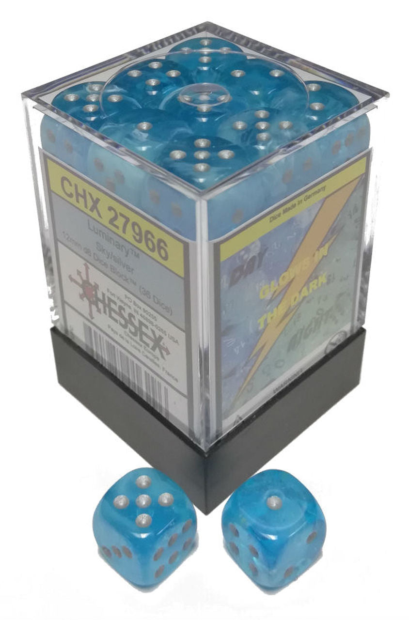 CHX27966: Luminary - 12mm D6 Glow-in-the-dark Sky and Silver (36)