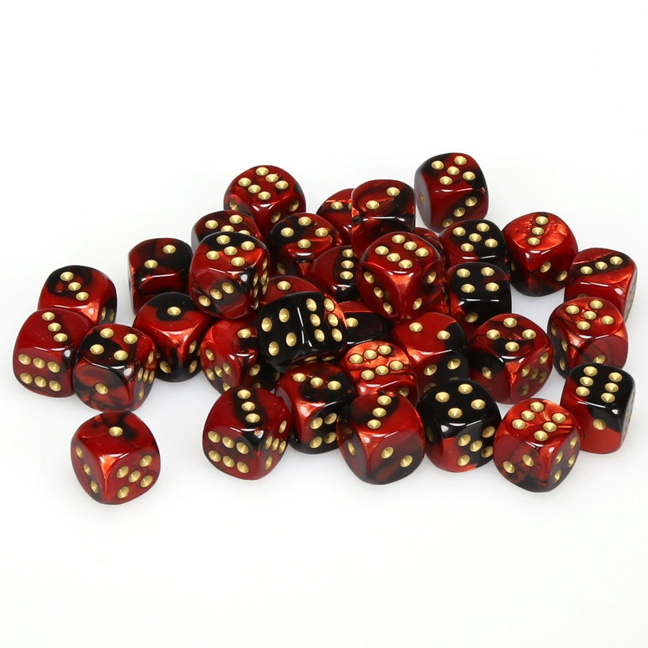 CHX26833: Gemini - 12mm D6 Black-Red w/gold (36)