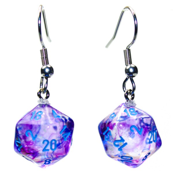 CHX54210: Hook Earrings - Nebula: Mini d20 Nocturnal (Pair)