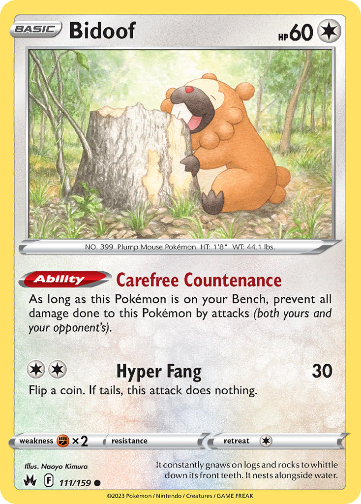 Bidoof - 111/159 (CRZ) Common - Near Mint