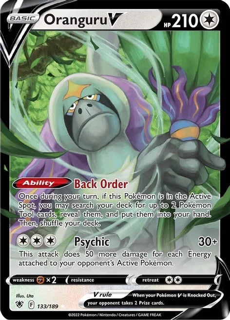 Oranguru V - 133/189 (SWSH10) Ultra Rare - Near Mint Holofoil