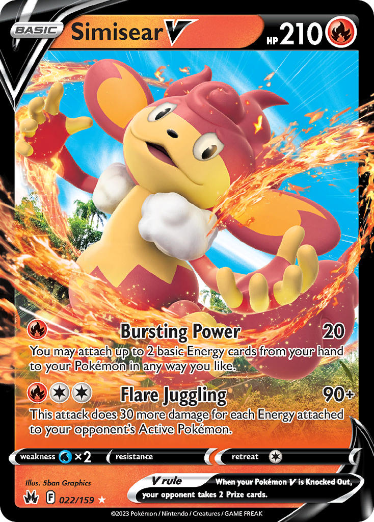 Simisear V - 022/159 (CRZ) Ultra Rare - Near Mint Holofoil